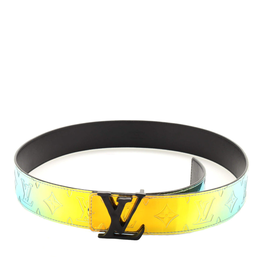 LV Shape Reversible Belt Limited Edition Monogram Prism PVC and Leather Wide 85