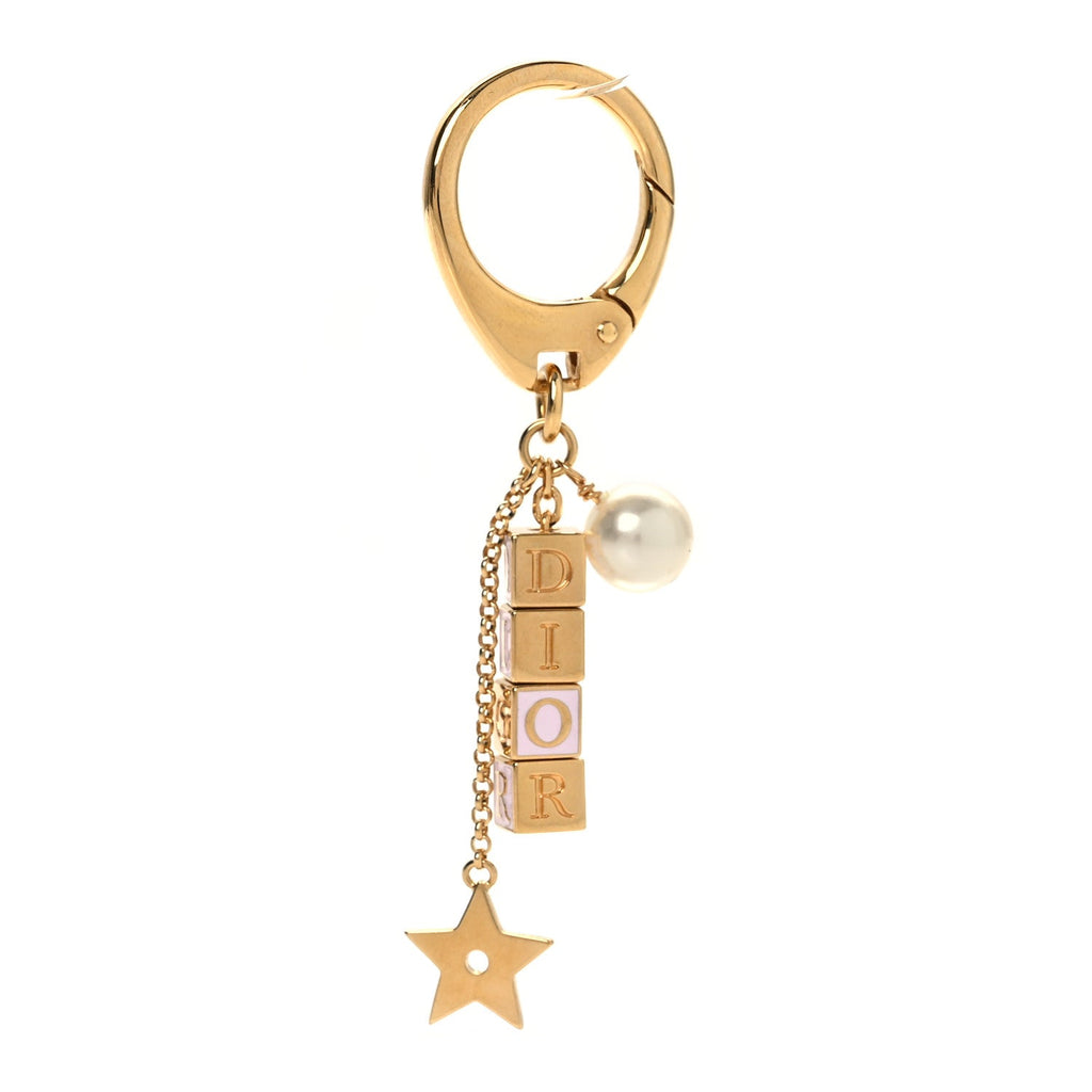 Metal Lacquer D-Dice Bag Charm Gold Pink