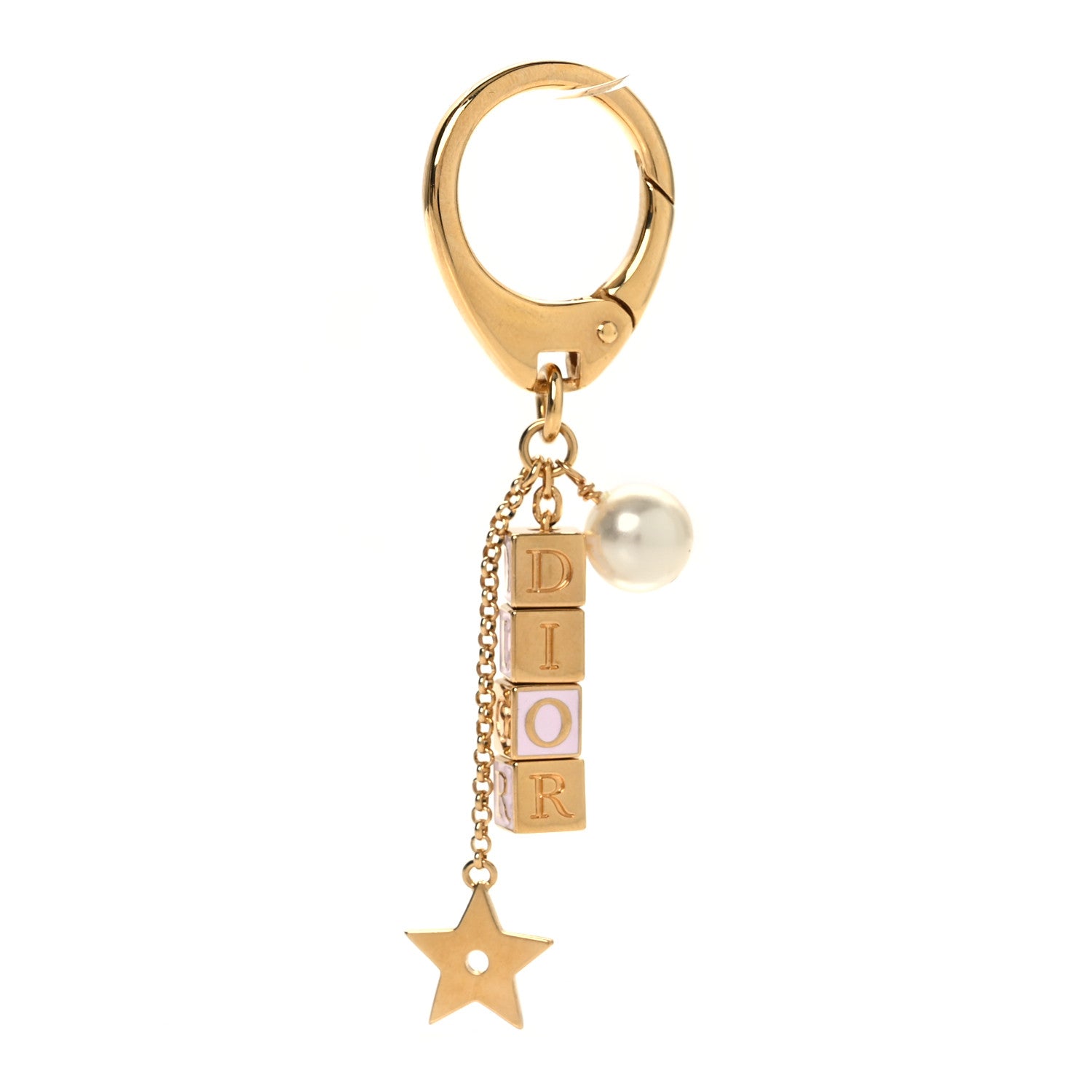 Metal Lacquer D-Dice Bag Charm Gold Pink