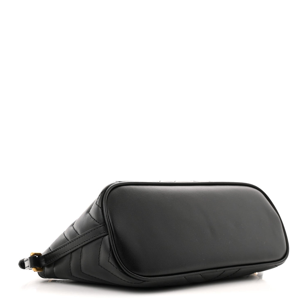 Calfskin Matelasse Chevron GG Marmont Sling Shoulder Bag Black