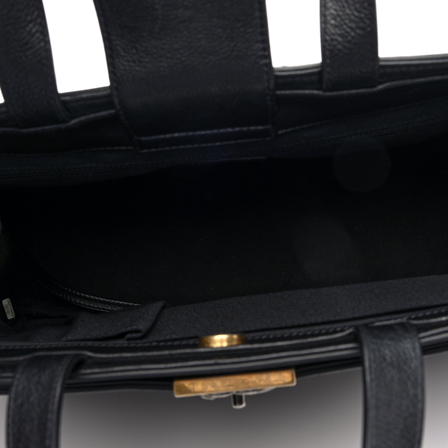 Calfskin Stitched Large Straight Lines Shopping Tote Black