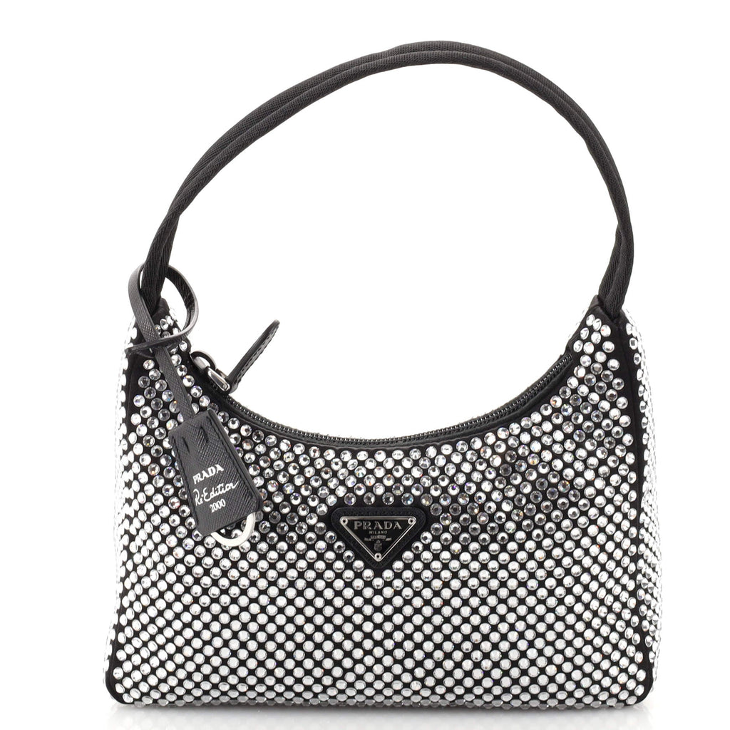 Re-Edition 2000 Hobo Crystal Embellished Satin Mini
