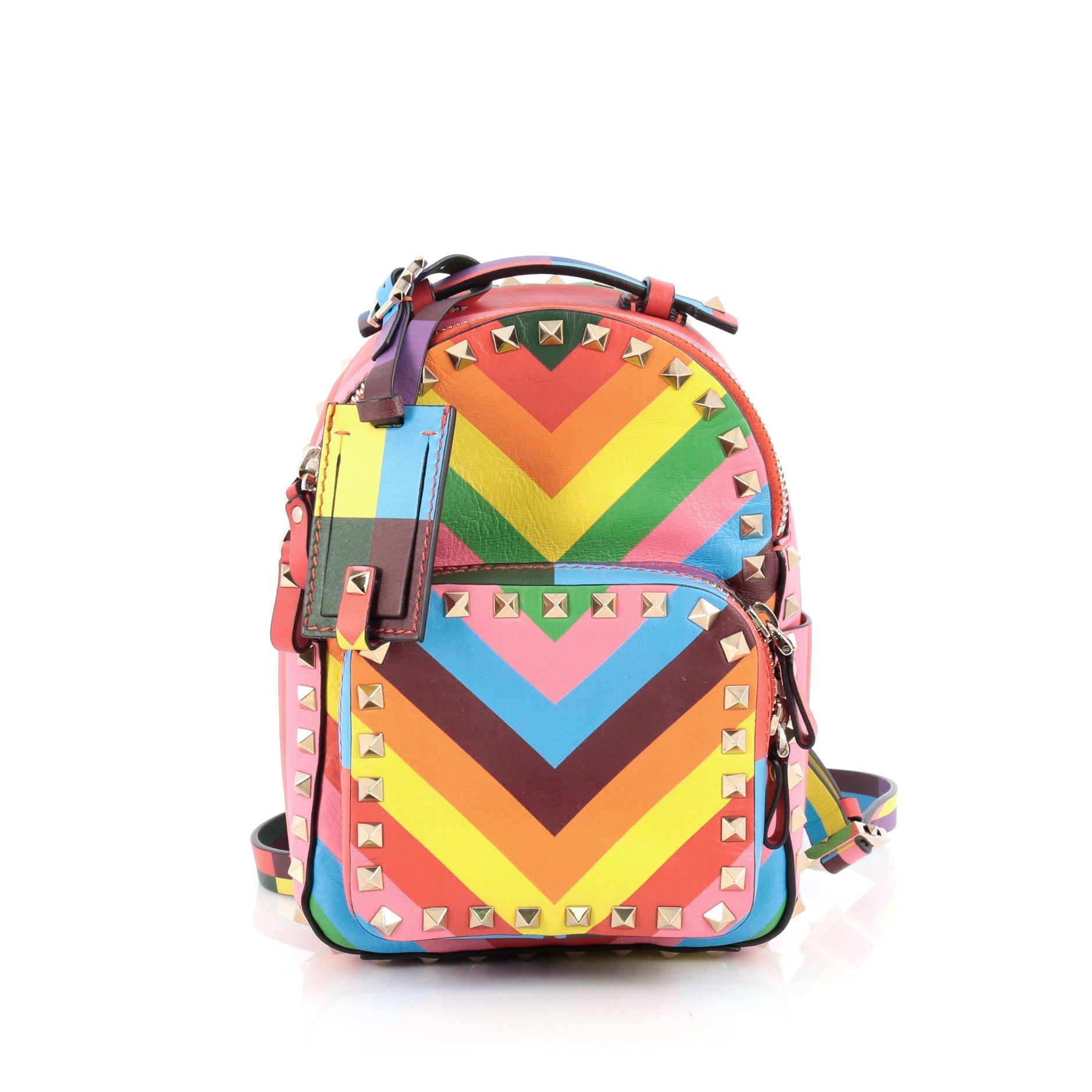 1973 Rockstud Backpack Striped Leather Mini