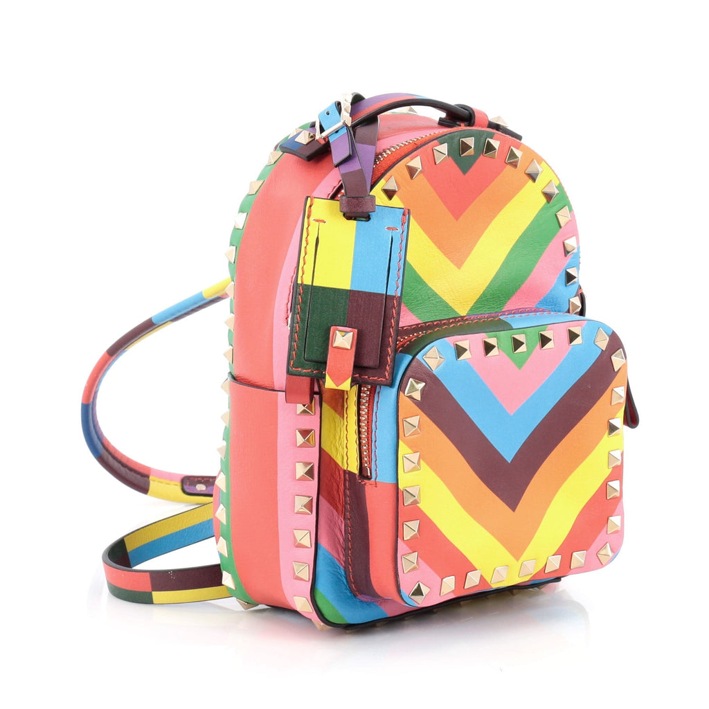 1973 Rockstud Backpack Striped Leather Mini