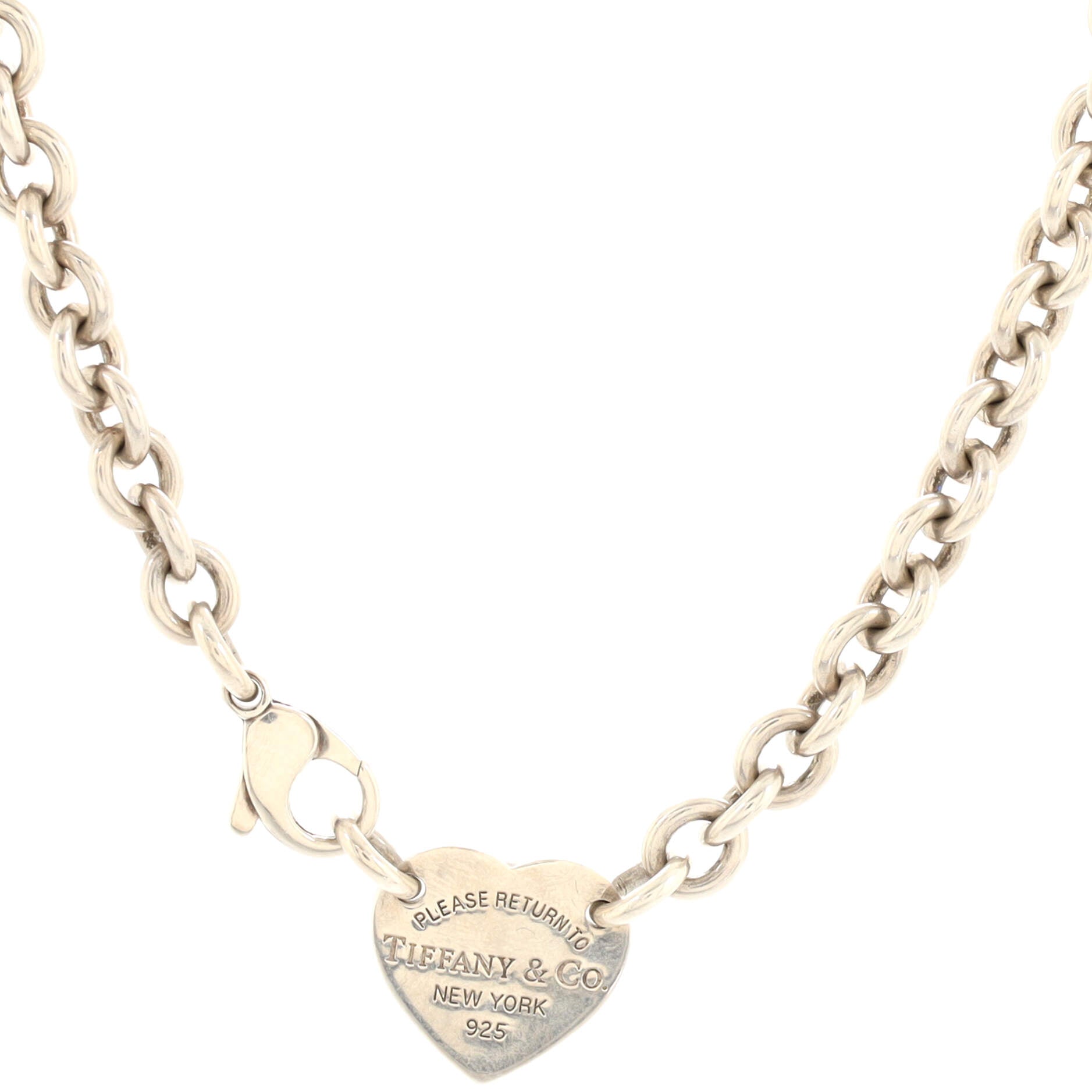 Heart Tag Choker Necklace Sterling Silver
