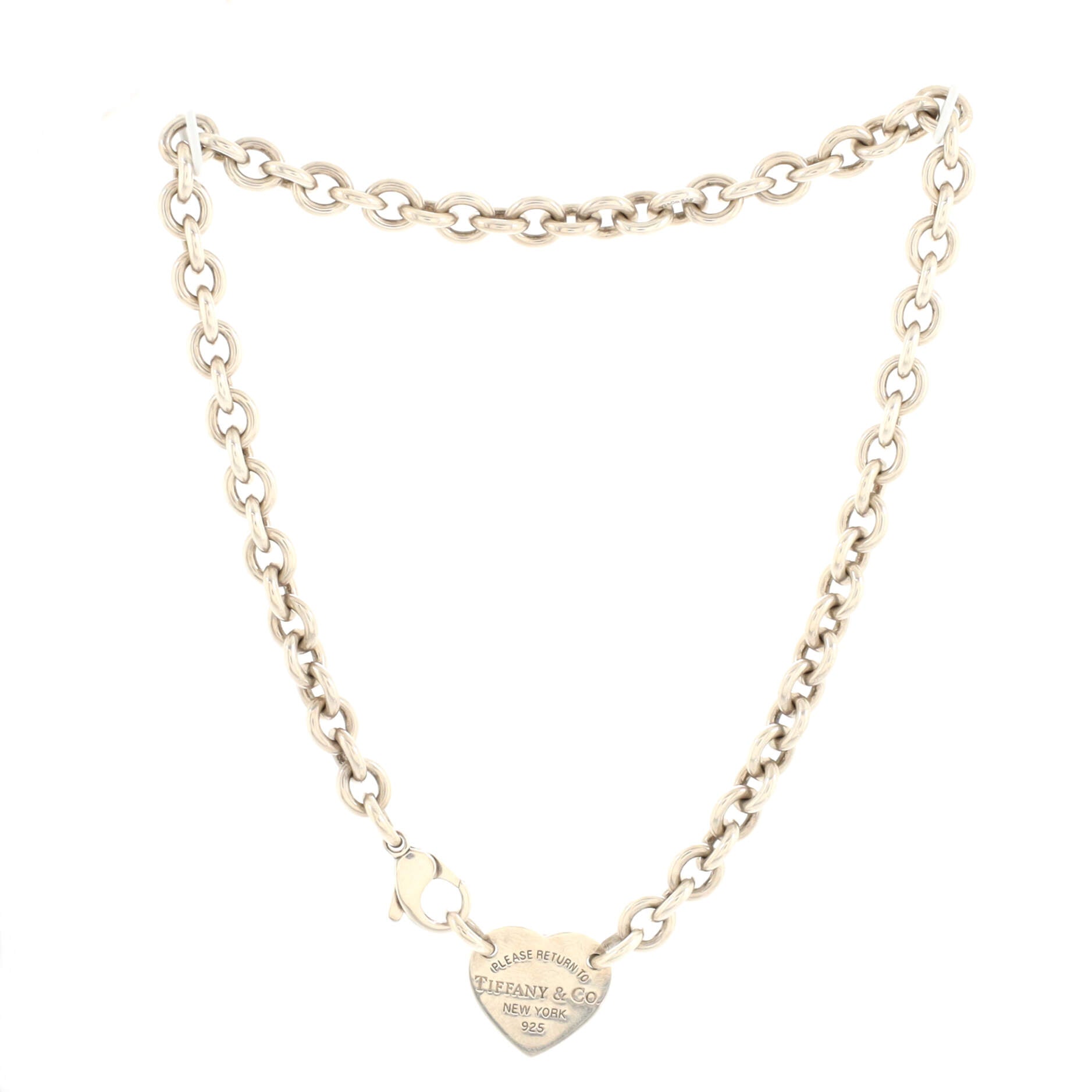 Heart Tag Choker Necklace Sterling Silver