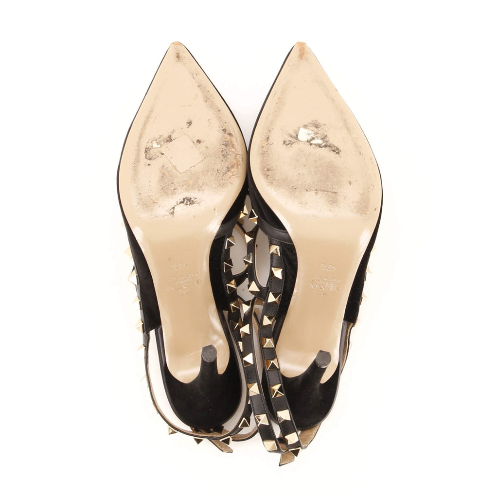Women's Rockstud Caged Ankle Strap Pumps Suede 100
