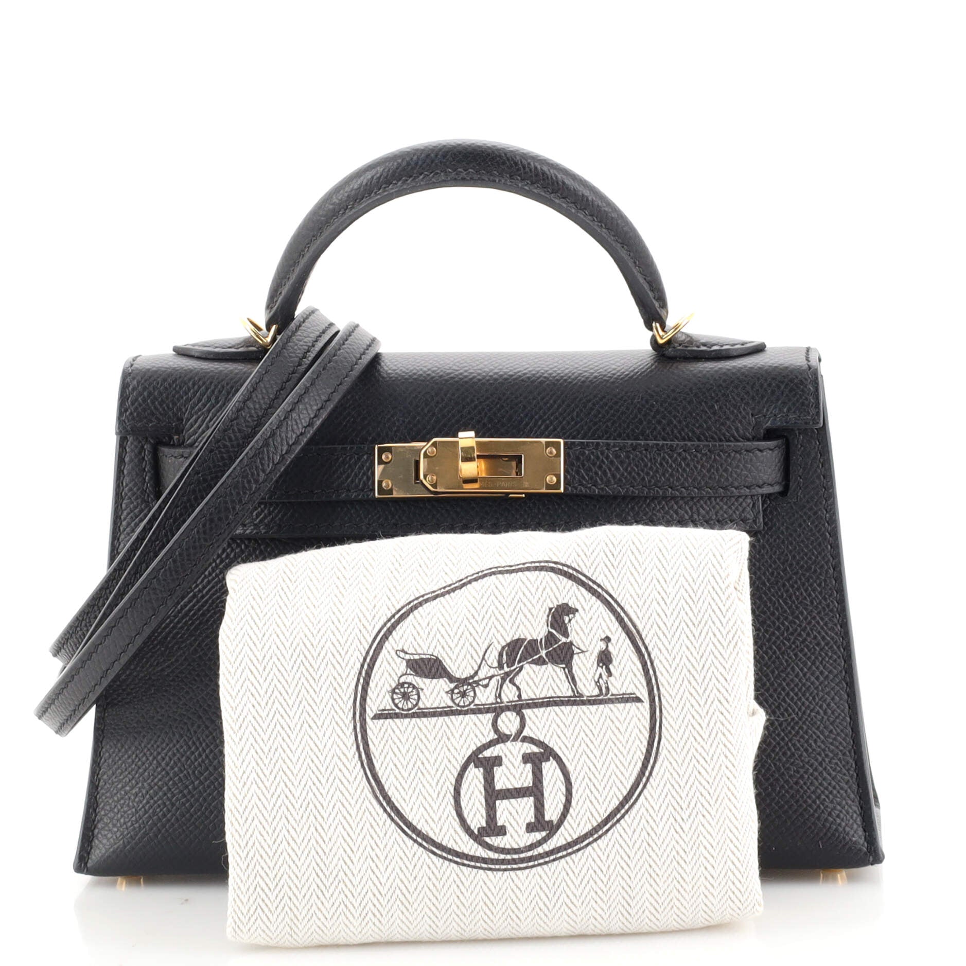 Kelly Mini II Bag Noir Epsom with Gold Hardware 20