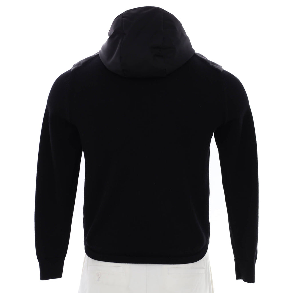 Men's Triangle Logo Zip Hoodie Wool and Re-Nylon Gabardine