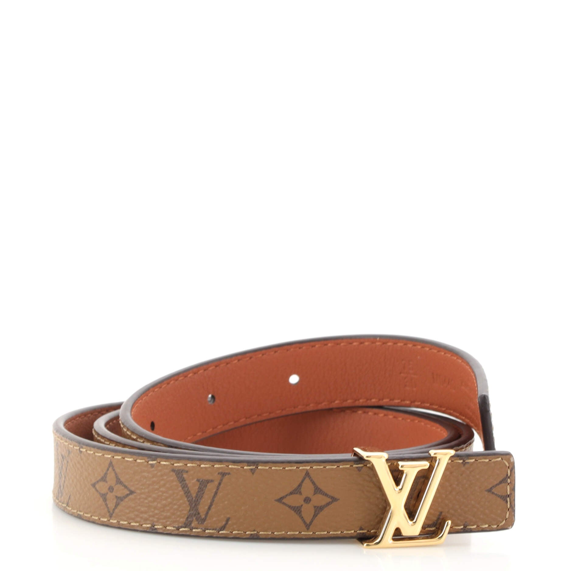 Dauphine Reversible Belt Reverse Monogram Canvas and Leather Thin 75