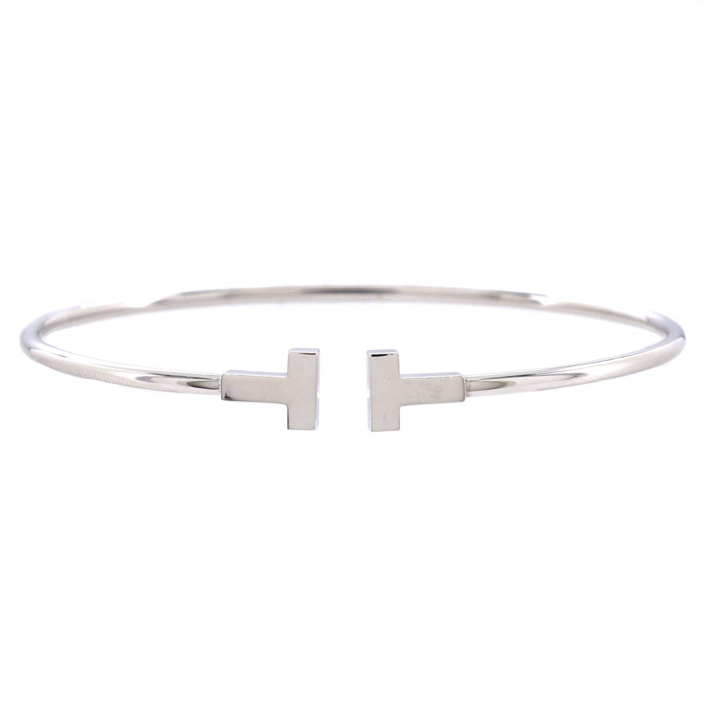 T Wire Bracelet 18K White Gold Narrow