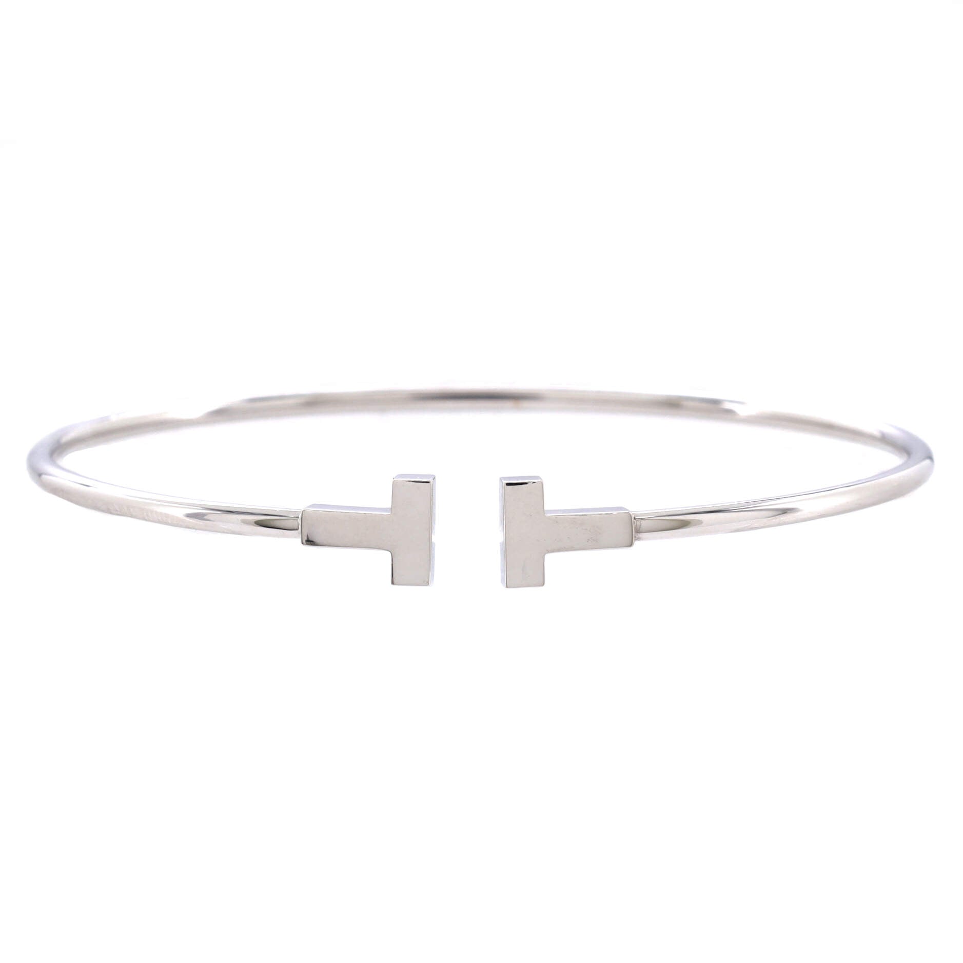 T Wire Bracelet 18K White Gold Narrow