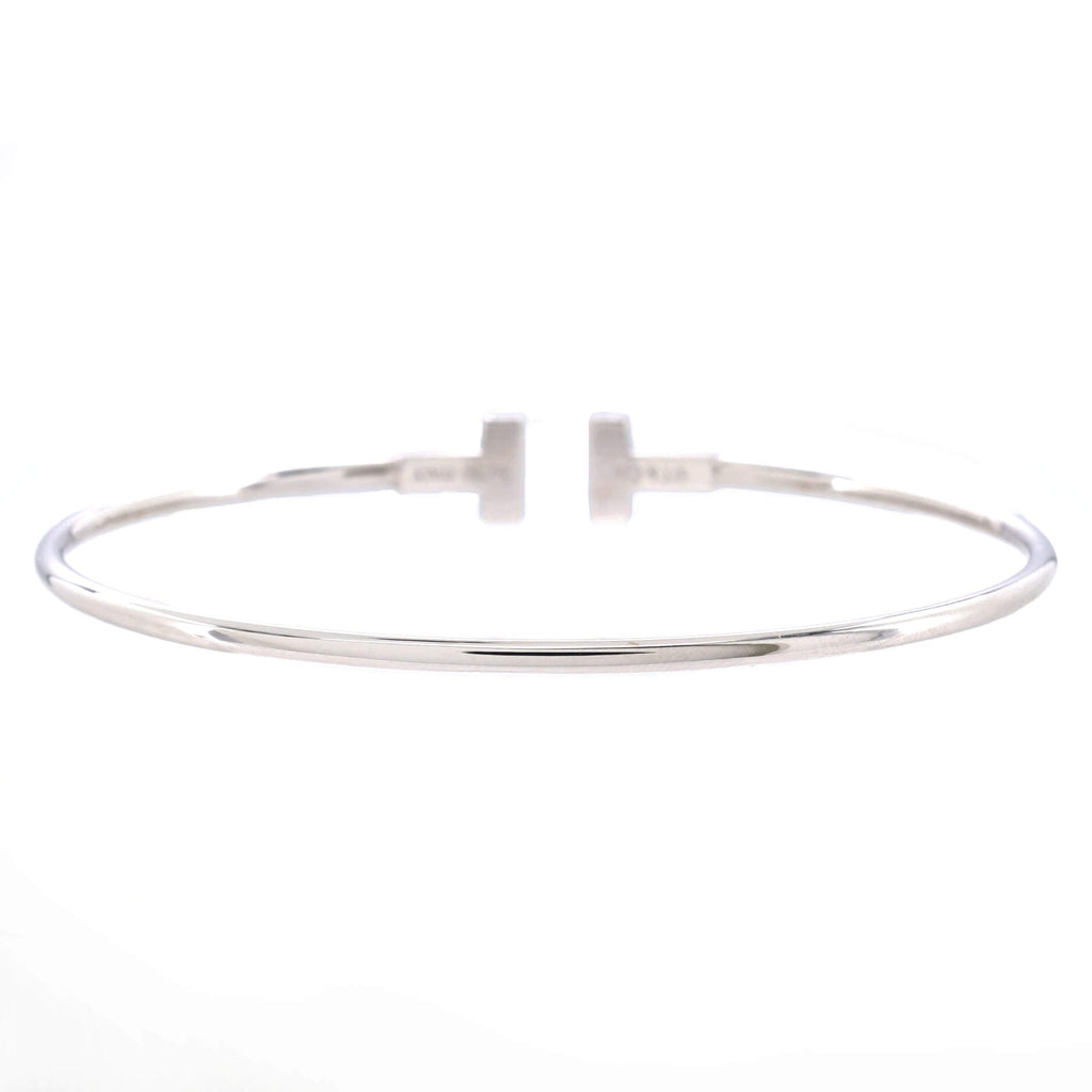 T Wire Bracelet 18K White Gold Narrow