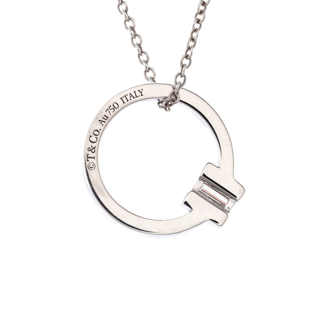 T Circle Pendant Necklace 18K White Gold with Diamond