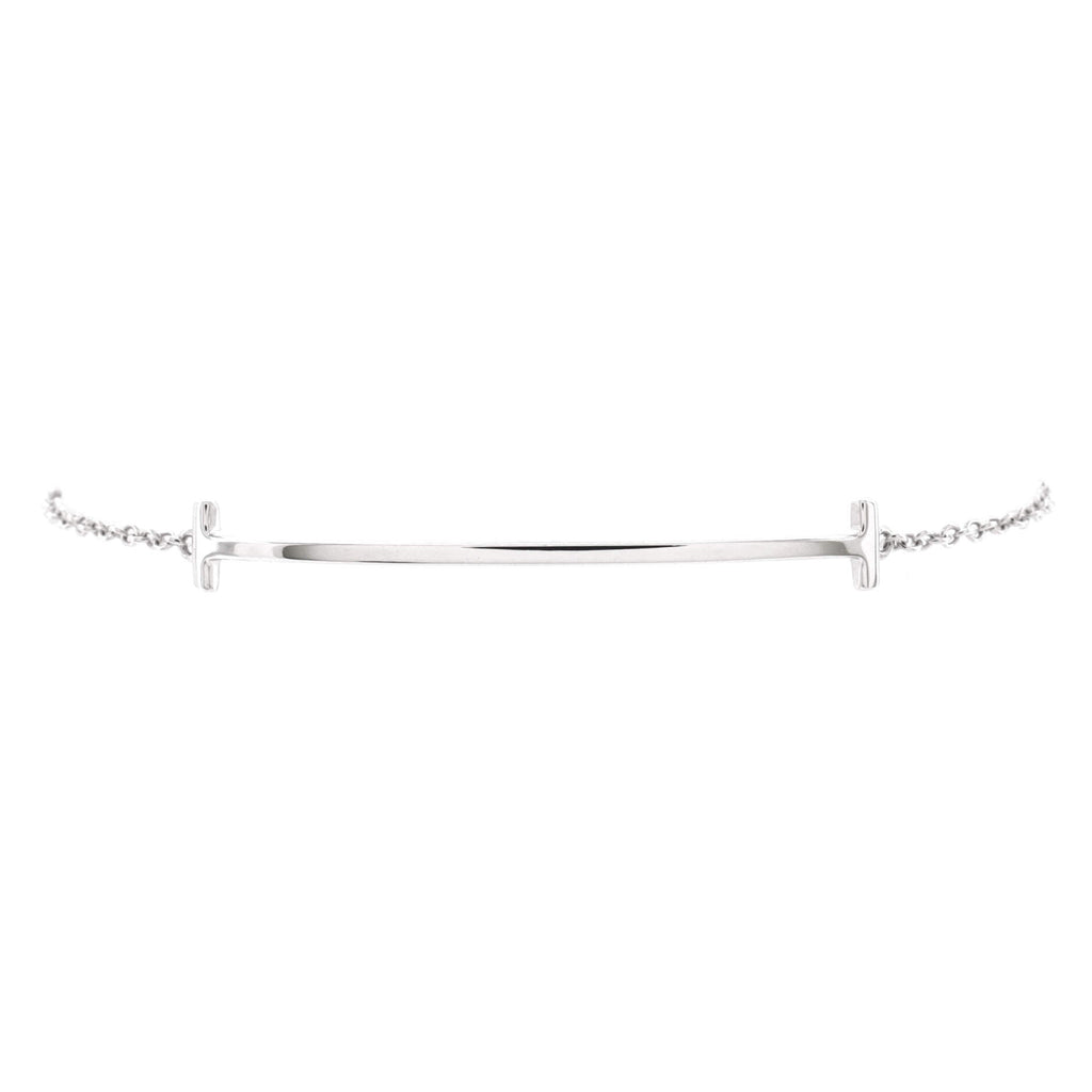 T Smile Chain Bracelet 18K White Gold Medium