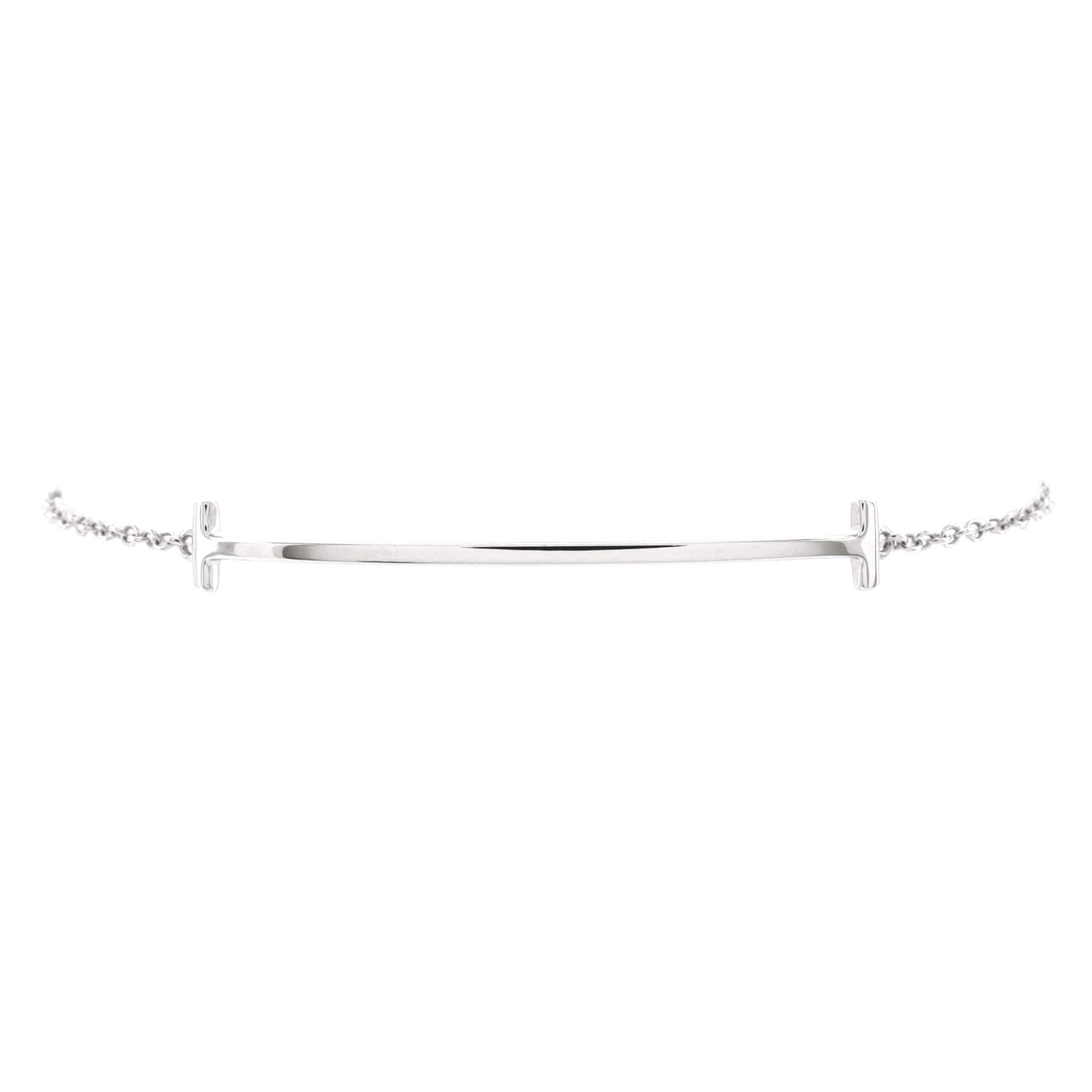 T Smile Chain Bracelet 18K White Gold Medium