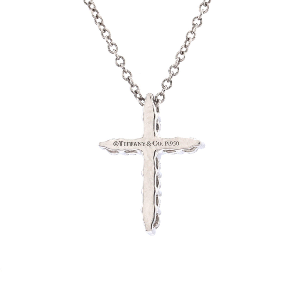 Cross Pendant Necklace Platinum with Diamonds Mini