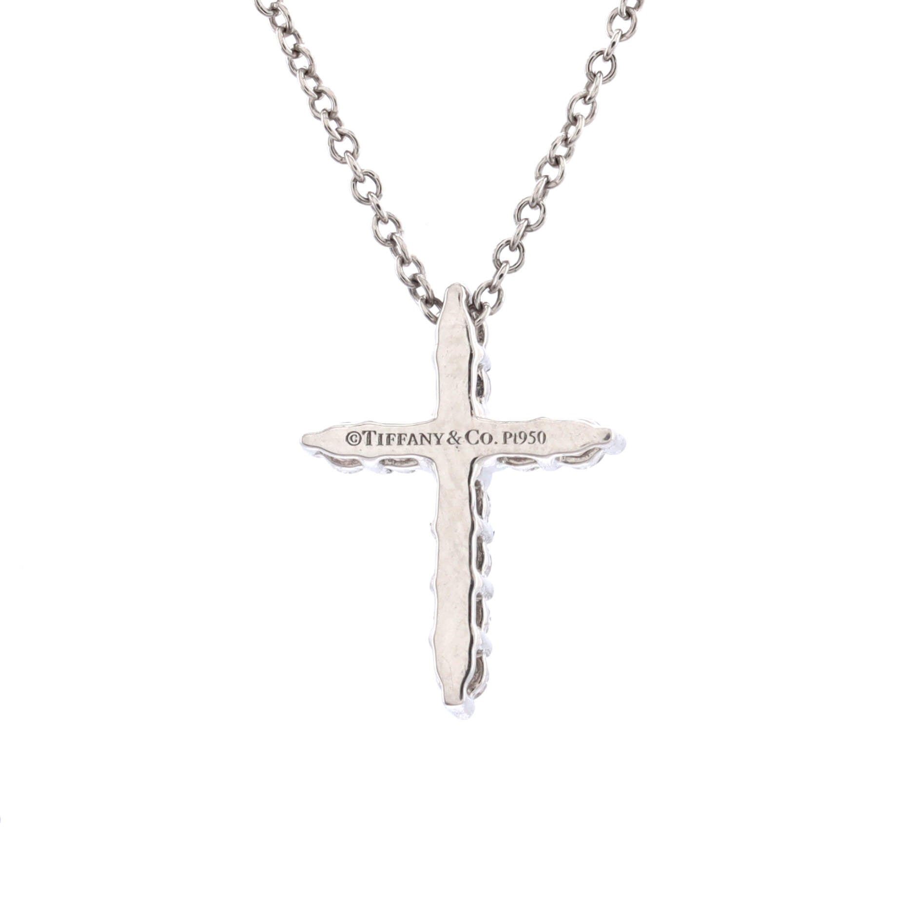 Cross Pendant Necklace Platinum with Diamonds Mini