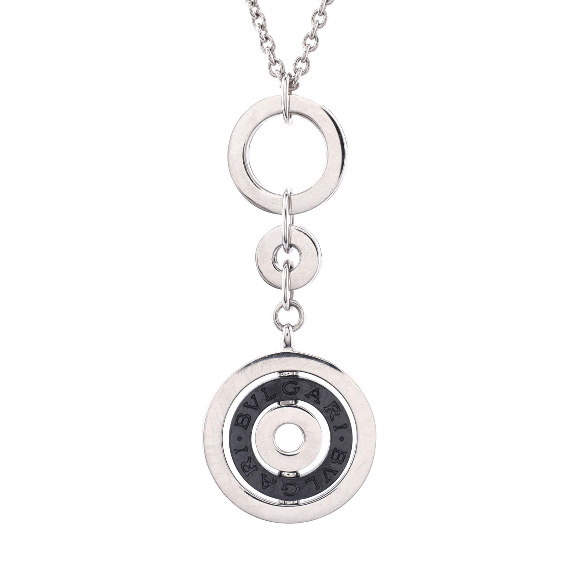 Astrale Cerchi Pendant Necklace 18K White Gold with Ceramic