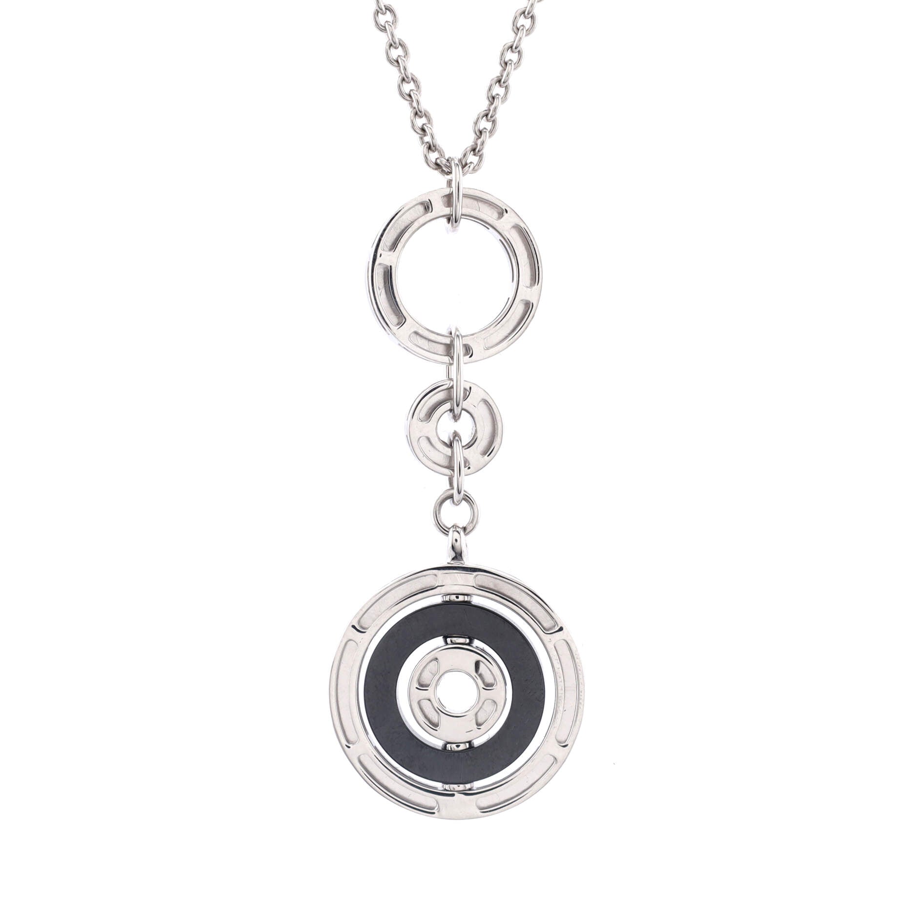 Astrale Cerchi Pendant Necklace 18K White Gold with Ceramic