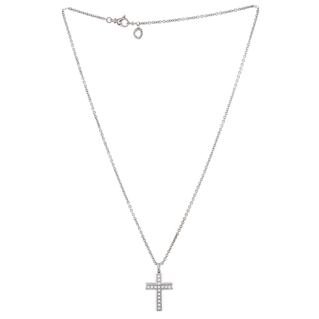 Latin Cross Necklace 18K White Gold and Diamonds