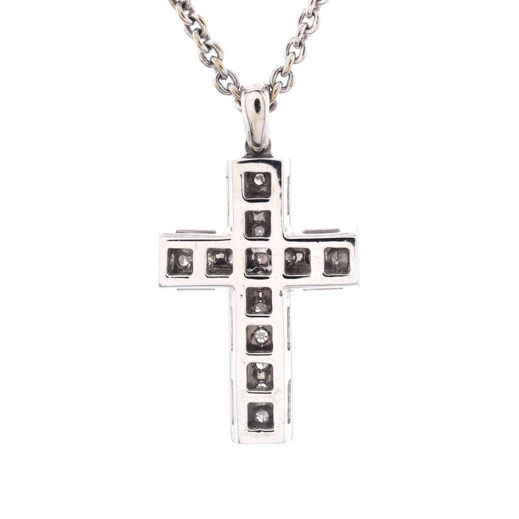 Latin Cross Necklace 18K White Gold and Diamonds