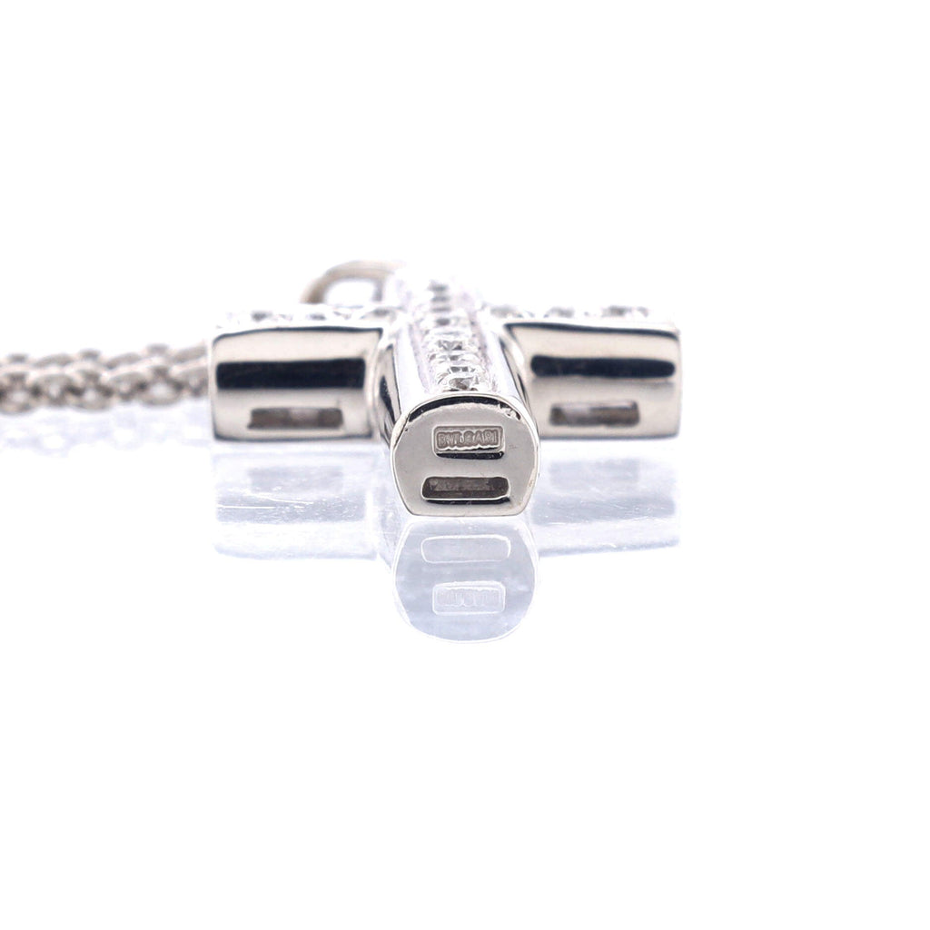 Latin Cross Necklace 18K White Gold and Diamonds