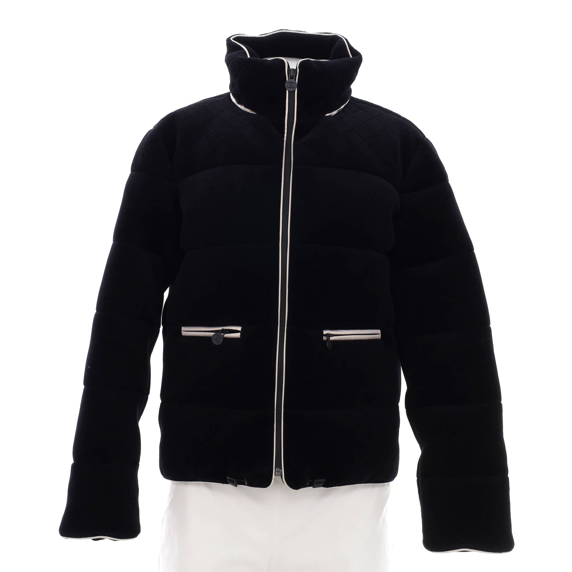 Women's Short Puffer Jacket Quilted Velvet with Down