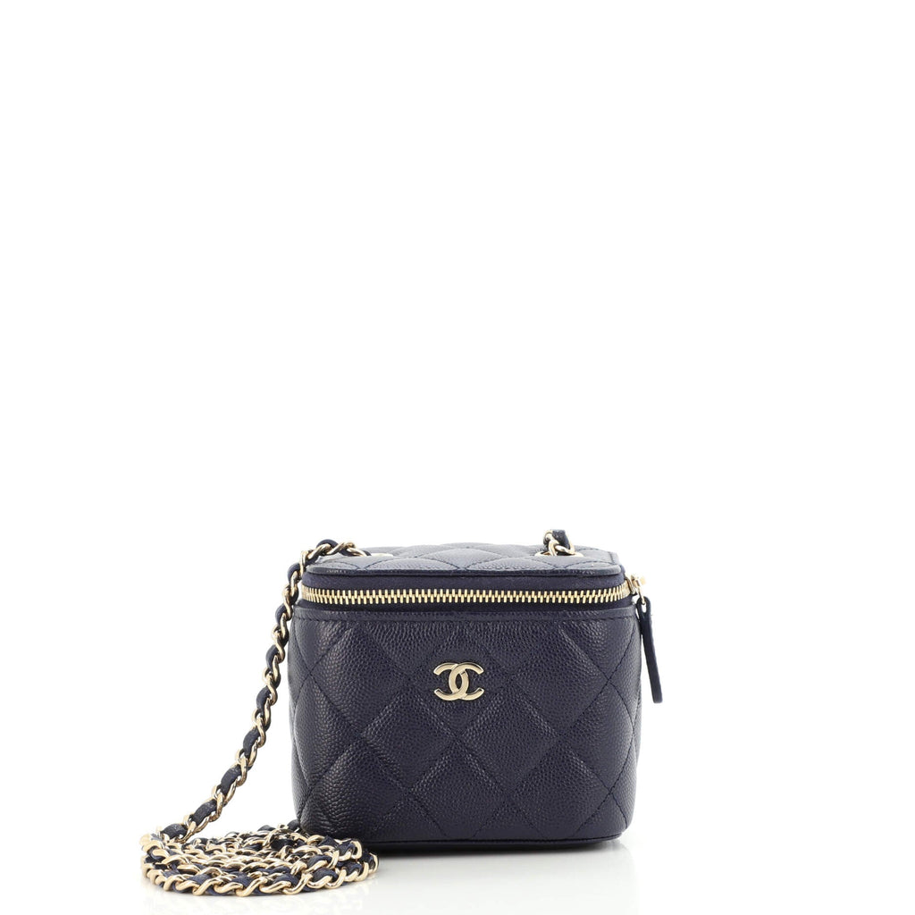 Classic Vanity Case with Chain Quilted Caviar Mini