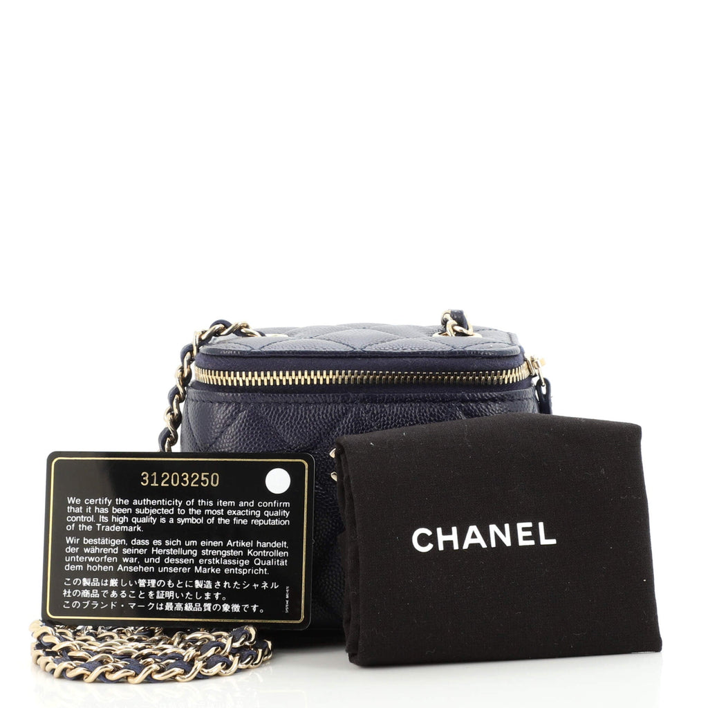 Classic Vanity Case with Chain Quilted Caviar Mini