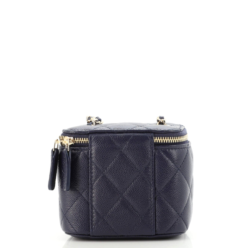 Classic Vanity Case with Chain Quilted Caviar Mini
