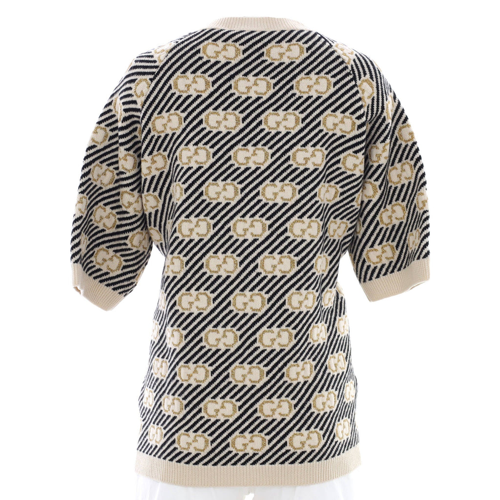 Women's Short Sleeve Crewneck Sweater GG Wool, Mixed Fibers and Polyamide