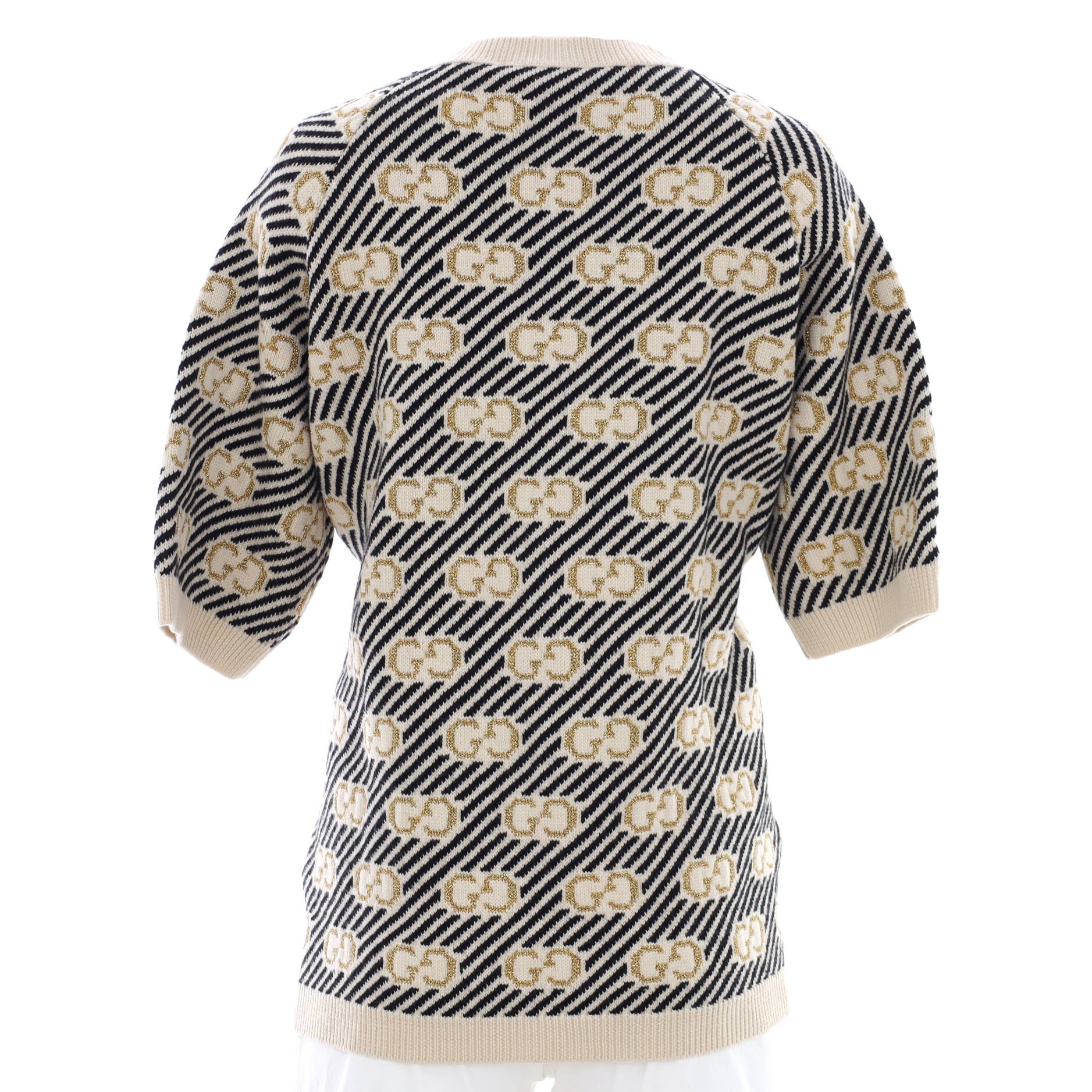 Women's Short Sleeve Crewneck Sweater GG Wool, Mixed Fibers and Polyamide