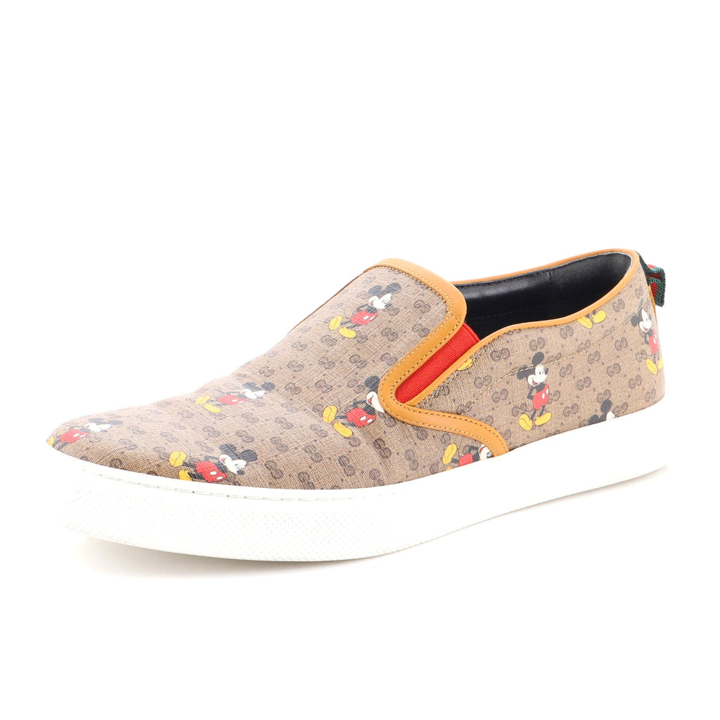 Men's Disney Mickey Mouse Slip-On Sneakers Printed Mini GG Coated Canvas