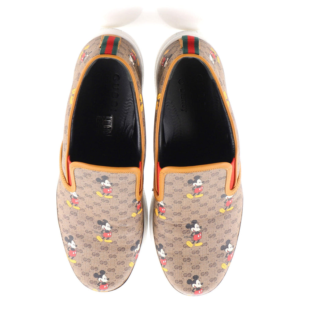 Men's Disney Mickey Mouse Slip-On Sneakers Printed Mini GG Coated Canvas