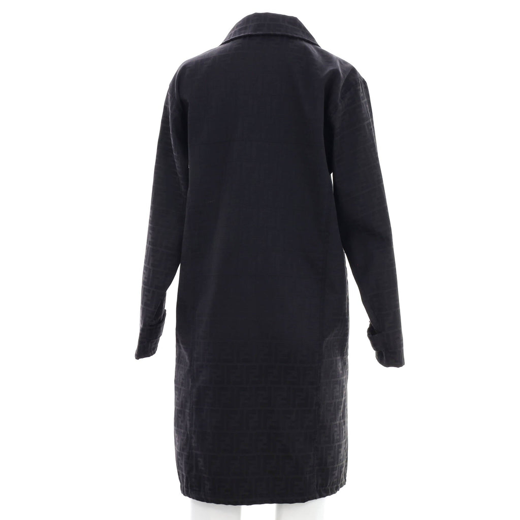 Women's Vintage Trench Coat Zucca Print Polyester Blend