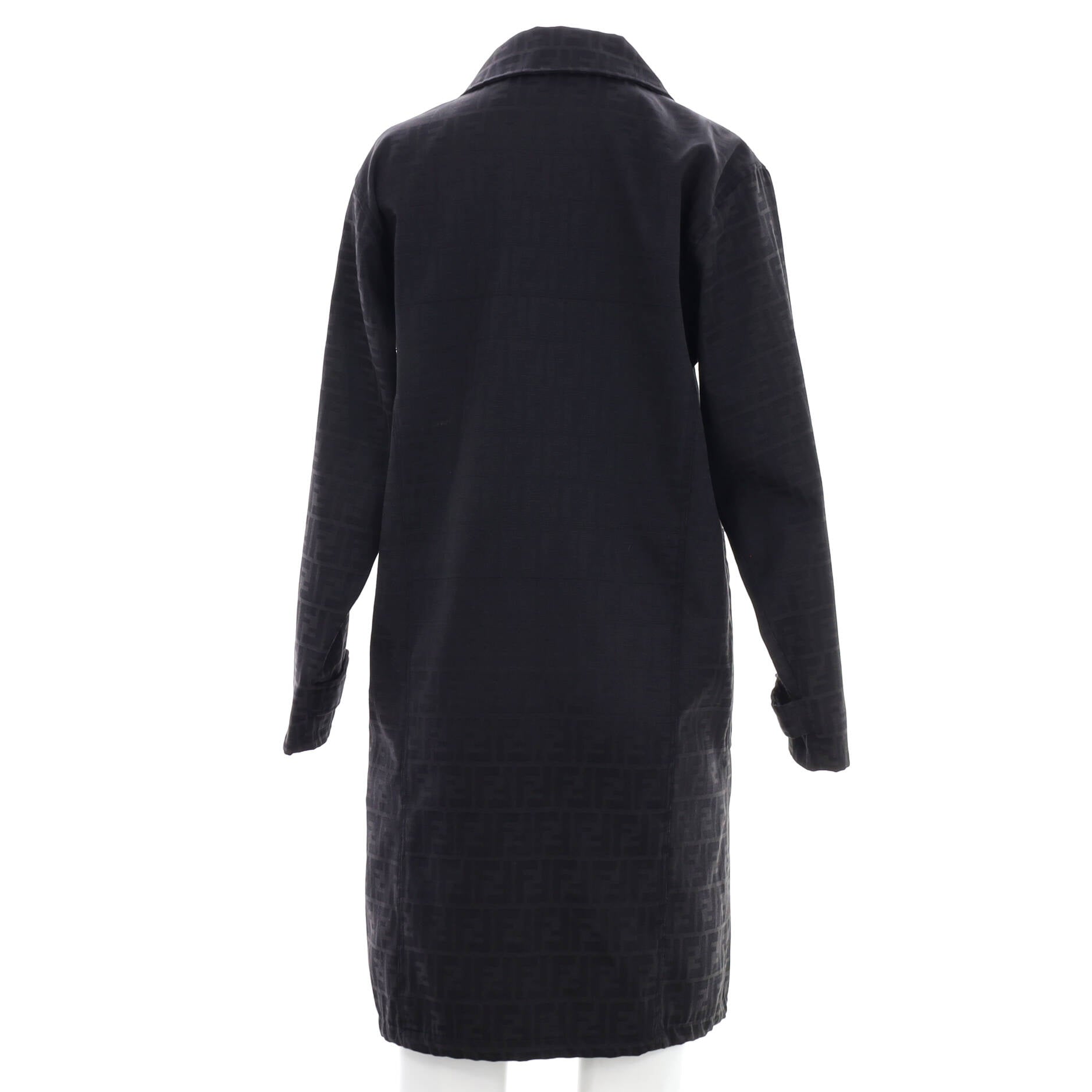 Women's Vintage Trench Coat Zucca Print Polyester Blend