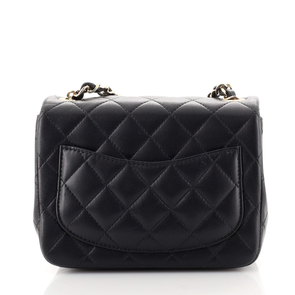 Square Classic Single Flap Bag Quilted Lambskin Mini