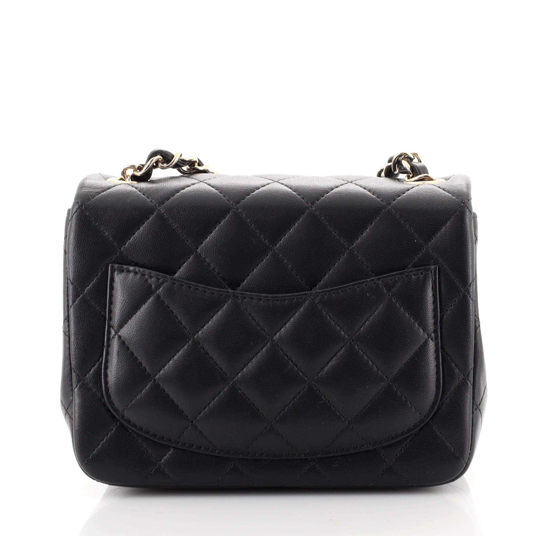 Square Classic Single Flap Bag Quilted Lambskin Mini