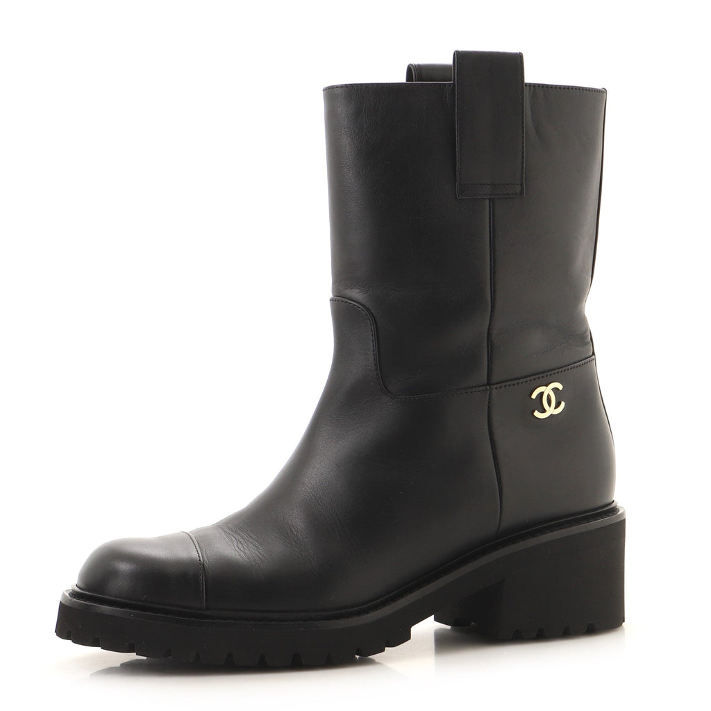 Women's CC Logo Moto Boots Leather