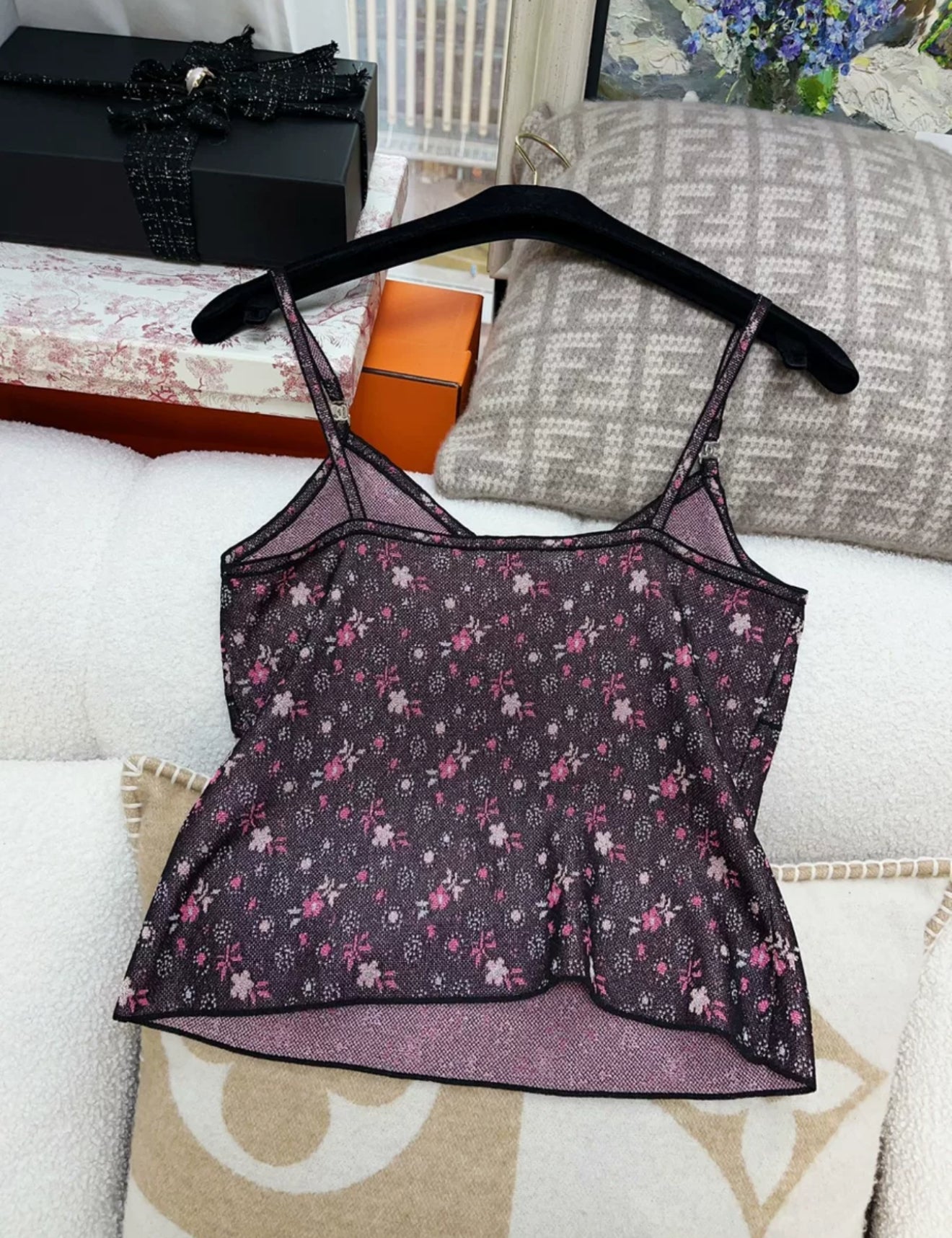 Chanel 24B colorful flower knitted top
