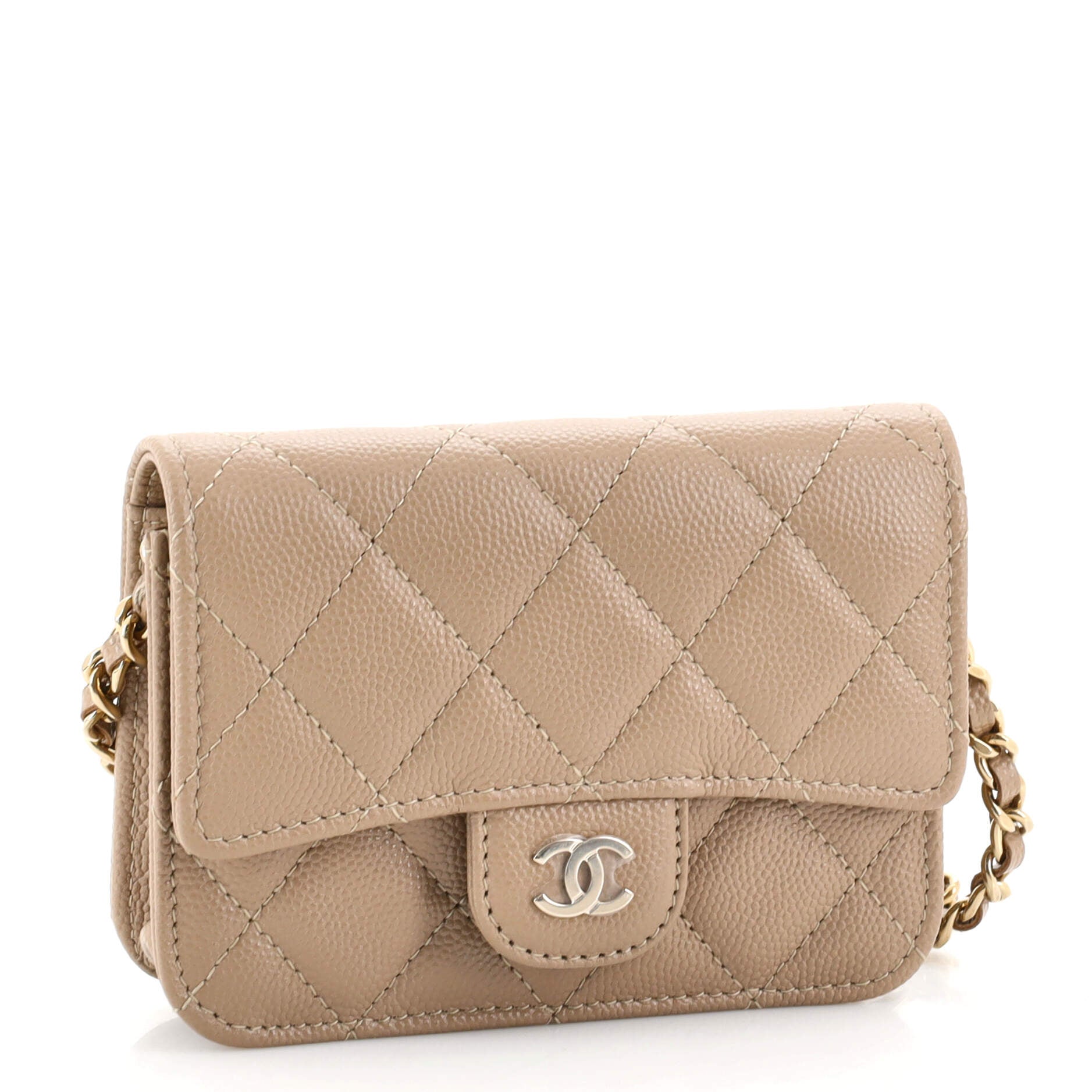 Classic Flap Clutch with Chain Quilted Caviar Small