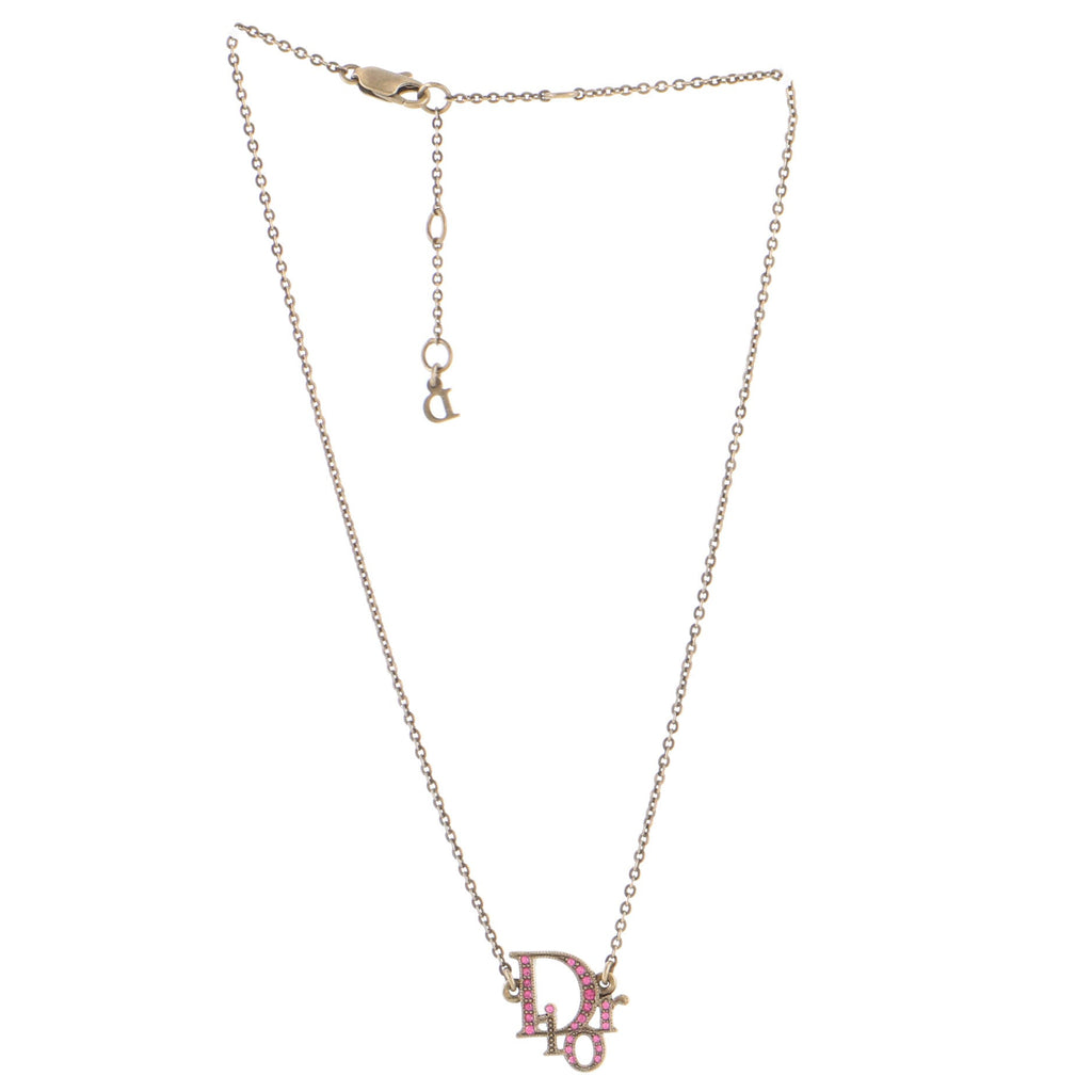 Logo Pendant Necklace Metal with Crystal