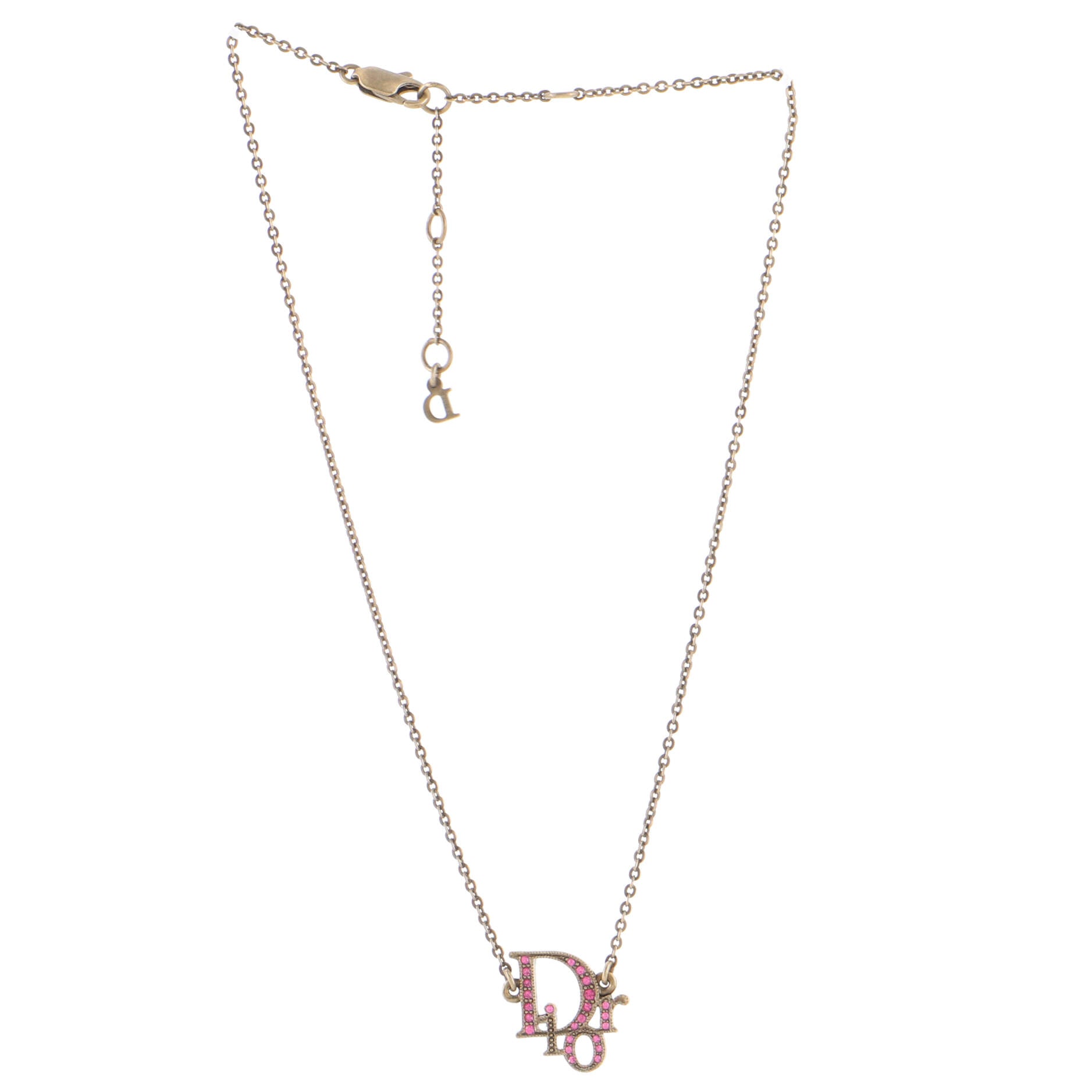 Logo Pendant Necklace Metal with Crystal