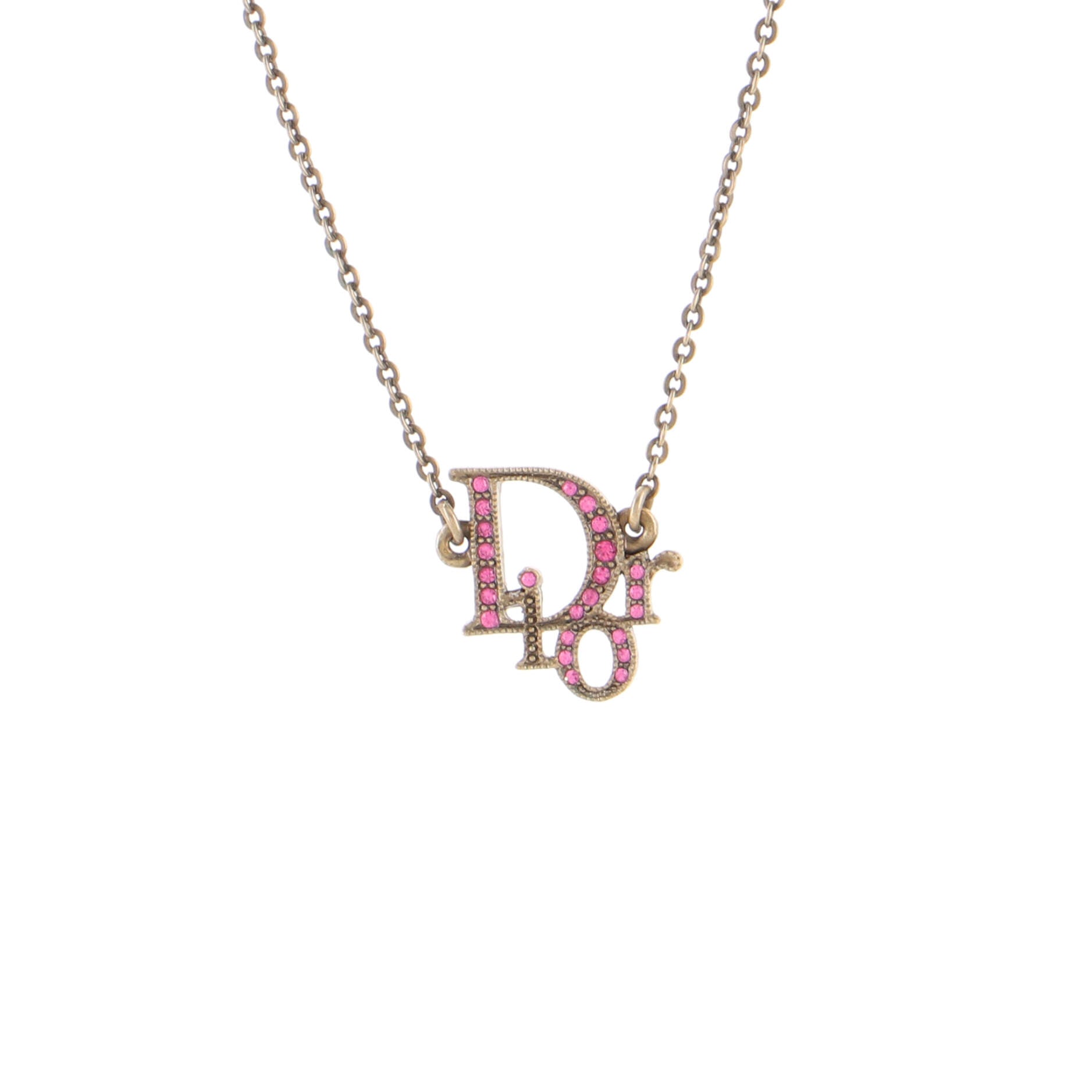 Logo Pendant Necklace Metal with Crystal