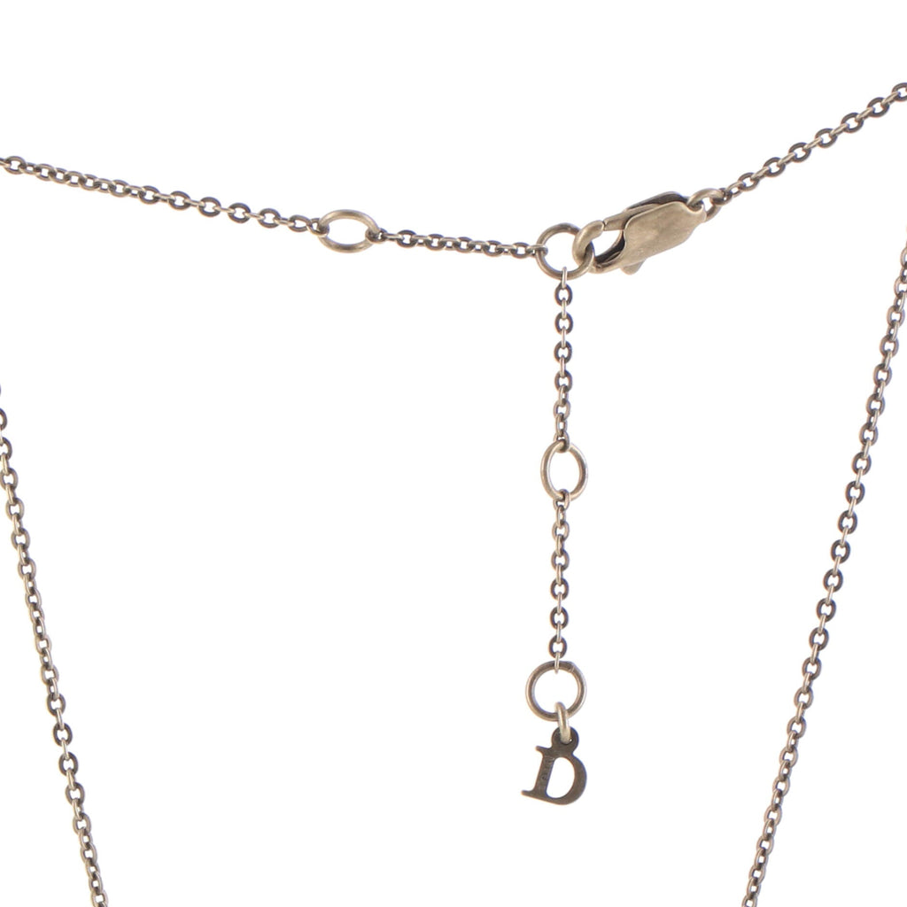 Logo Pendant Necklace Metal with Crystal