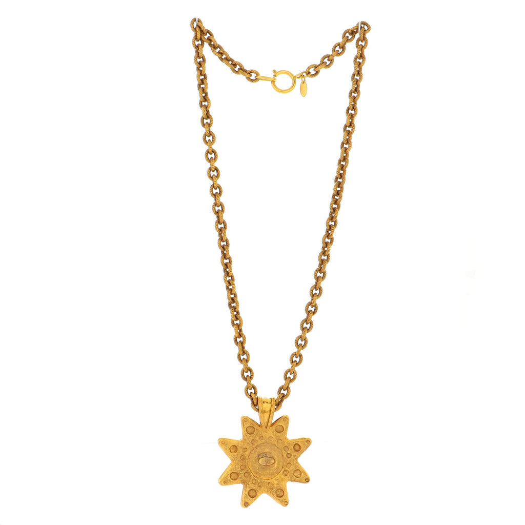 Vintage CC Star Pendant Long Necklace Metal XL