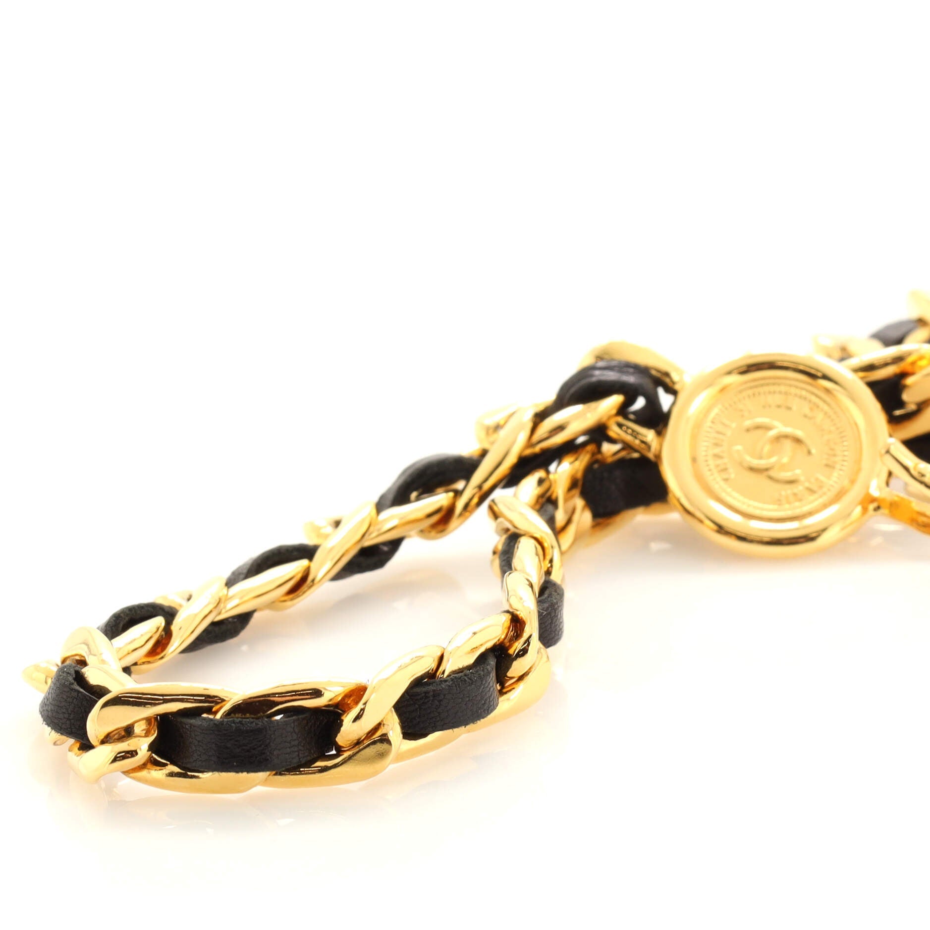 Vintage Medallion Chain Belt Metal and Leather 5