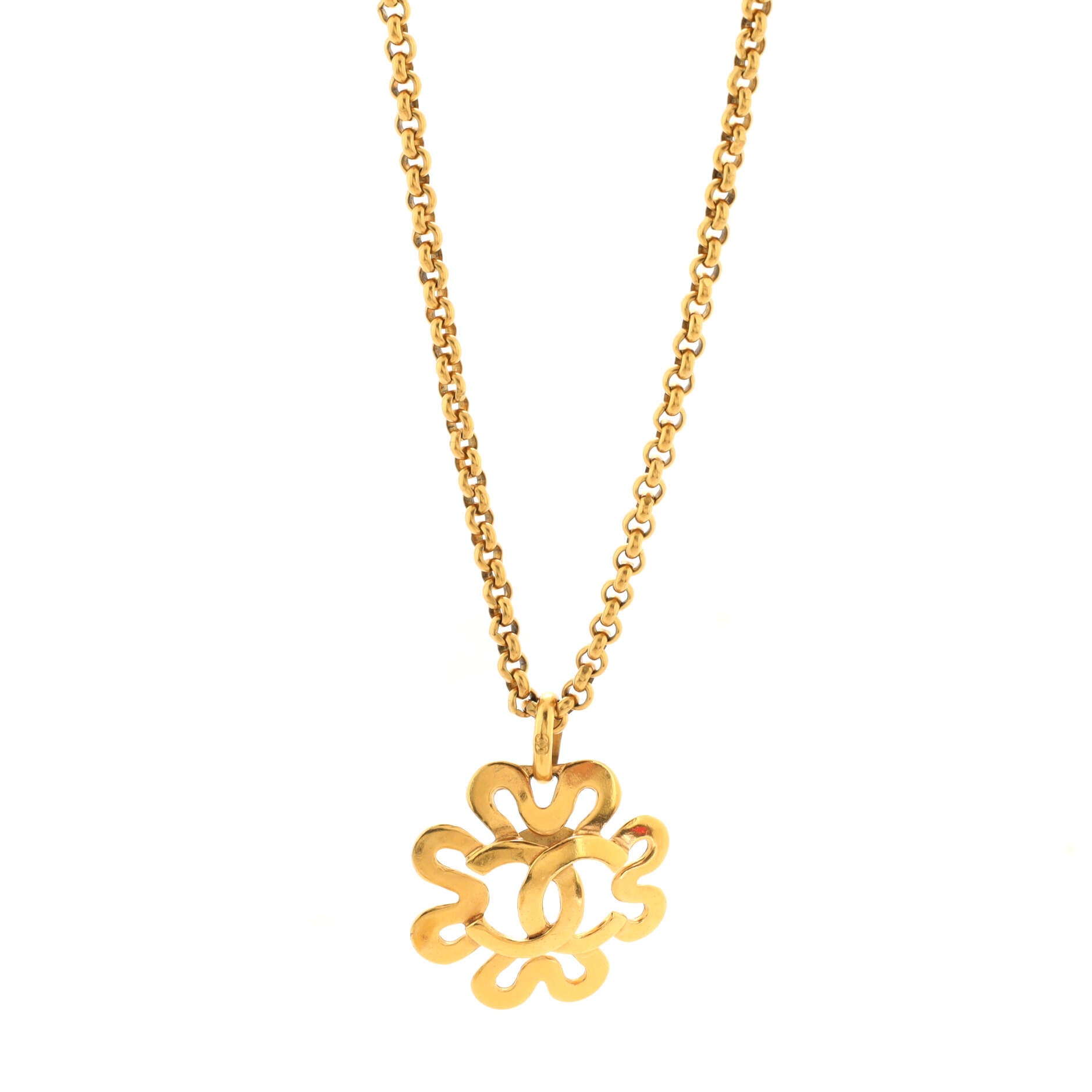 Vintage Flower Pendant Necklace Metal