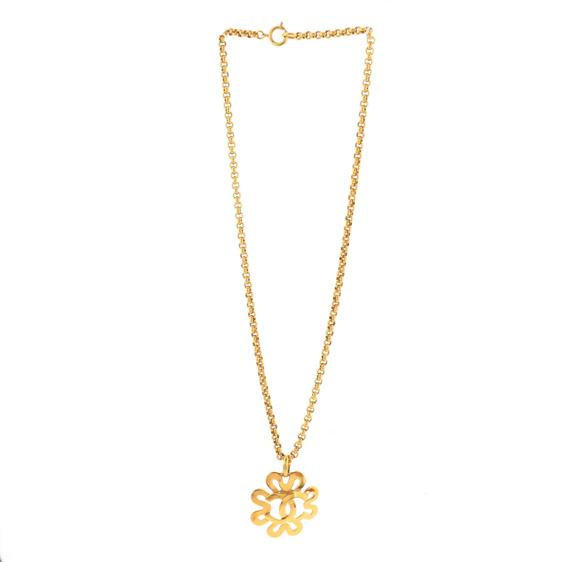 Vintage Flower Pendant Necklace Metal